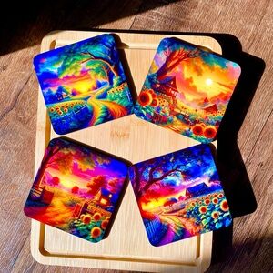 Colorful Landscape Coasters Set